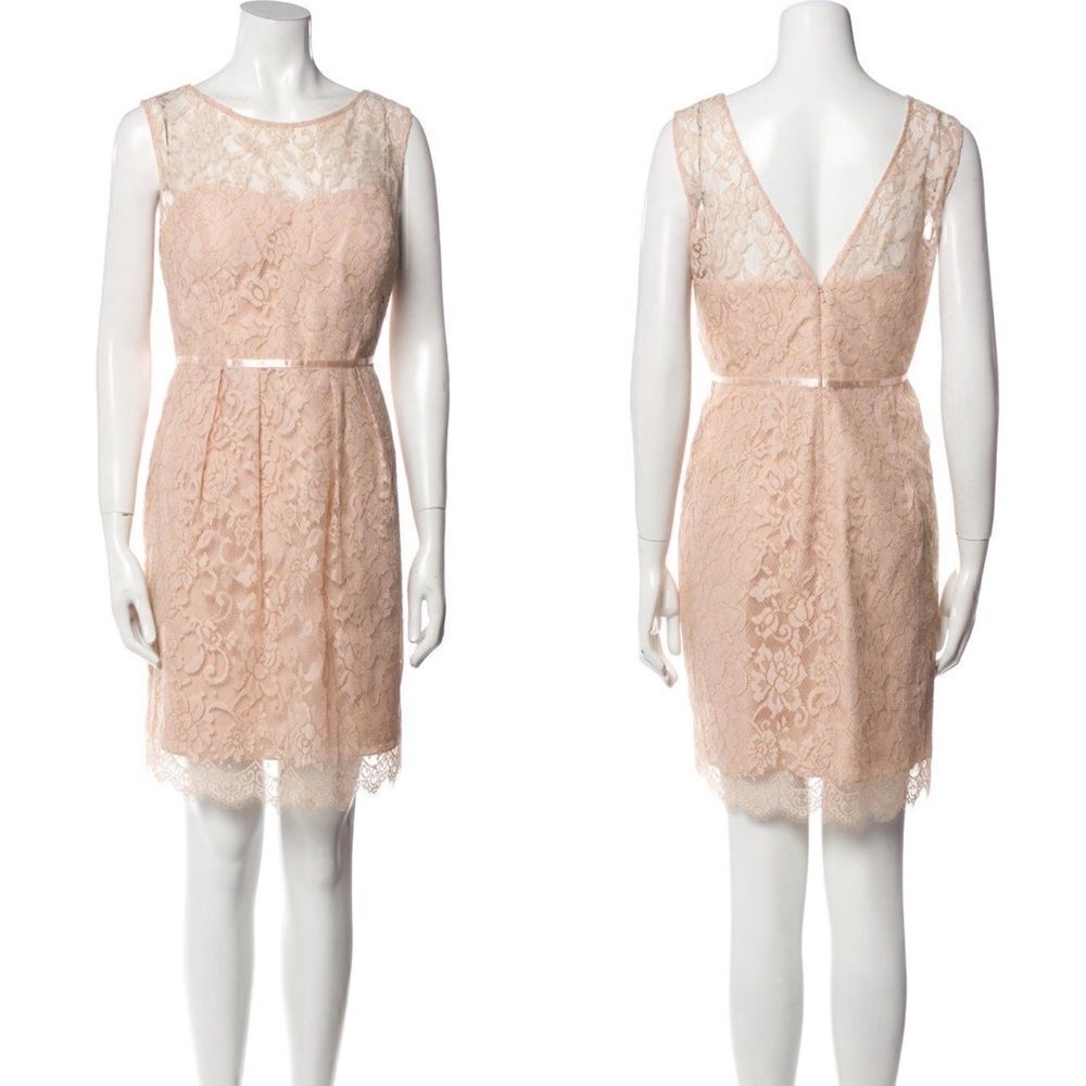 Anthropologie Jenny Yoo Womens Size 2 Harlow Lace Bridal Dress In Blush